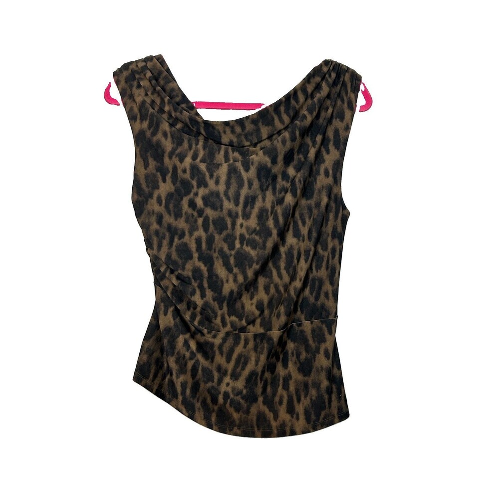 Aritzia Babaton Leopard Print Top Womens Large L Draped Cowl Neck Animal Print